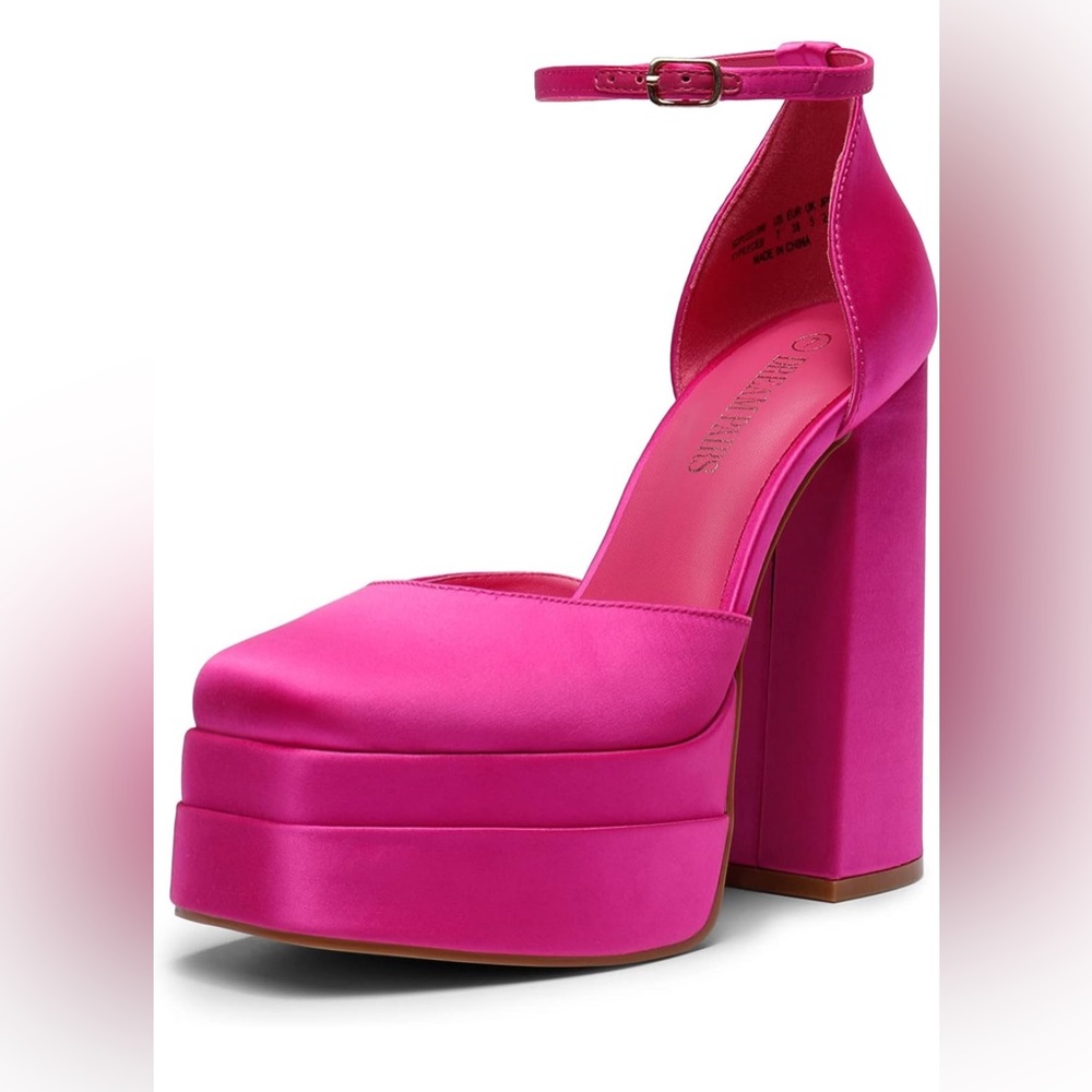 New In Box/Unworn Pink Satin Platform Sandels Size 7